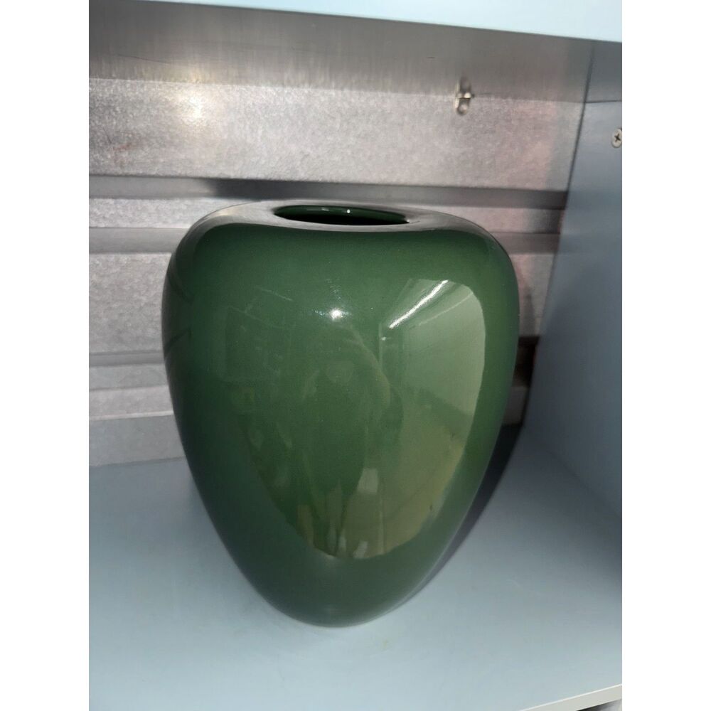 VTG Royal Haeger USA Freeform Ceramic Urn Vase Green #4435 Mid Century Modern